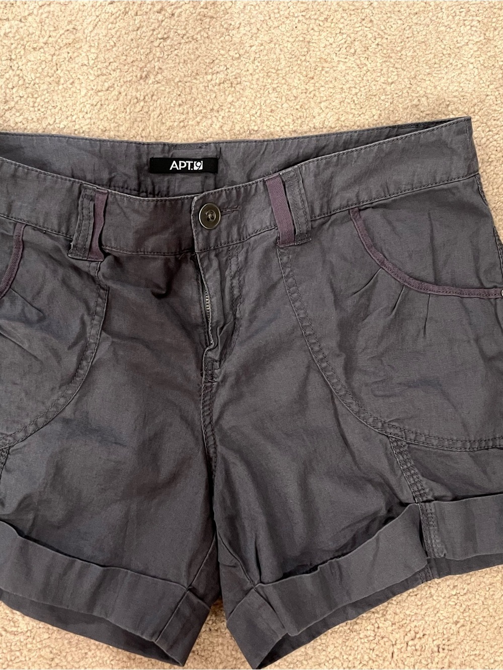 Apt. 9 Charcoal Linen Cotton Blend Gray Roll-Cuff Women's Shorts